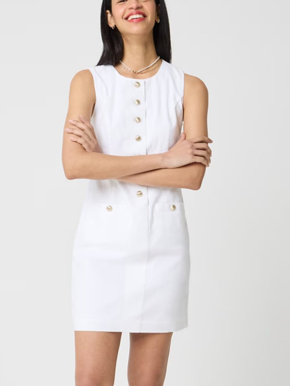 J.Crew Factory Navy Blue Linen-blend Button-Front Mini Dress Size 12